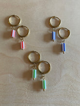 Load image into Gallery viewer, Striped bead huggy hoops
