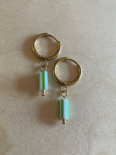 Load image into Gallery viewer, Striped bead huggy hoops
